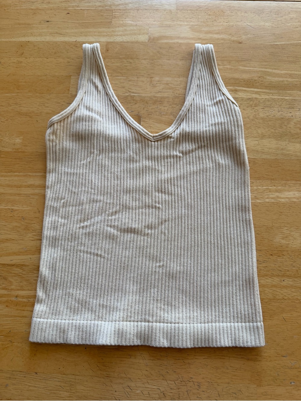 Aura Sleeveless Ribbed V-Neck Knit Tank Top - Cream